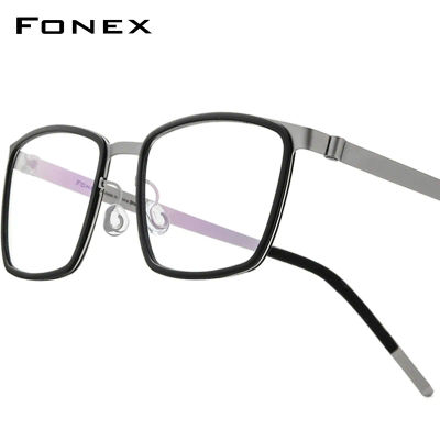 Monturas de gafas de aleación de acetato FONEX, gafas cuadradas de diseño de marca para hombre, gafas ultraligeras de Dinamarca Morten sin tornillos, gafas japonesas 98629