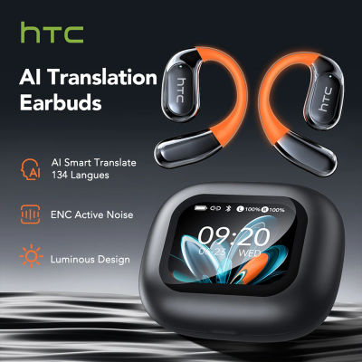Auriculares Bluetooth HTC NE27 con Traductor IA, Pantalla Táctil LCD, Diseño Abierto, Micrófono, Llamadas HD, Auriculares Deportivos