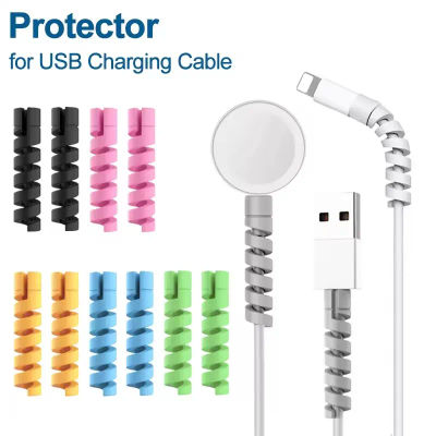 Protector de Cable USB, Cable de carga, funda protectora de silicona en espiral, cubierta de Cable final, ahorradores para Cable cargador de reloj de teléfono