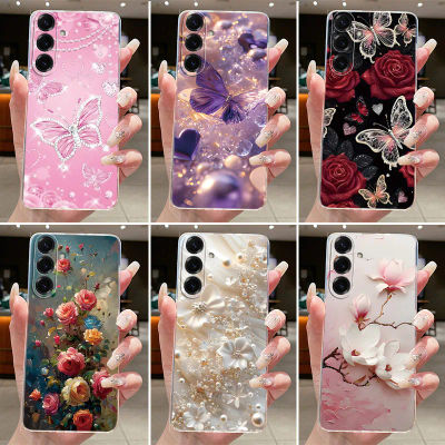 Para Samsung Galaxy A16 A26 A36 A56 funda de moda flores de mariposa funda transparente de silicona suave para GalaxyA16 A 26 36 56 carcasa de teléfono