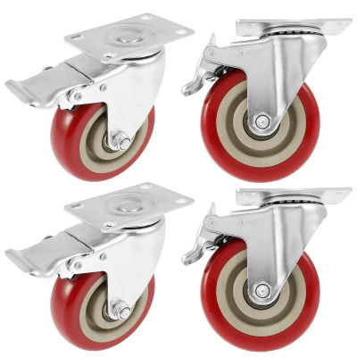 2/4 ruedas giratorias de alta resistencia de 3 pulgadas con freno silencioso - 360 ° Ruedas giratorias para muebles, carritos con plataforma y uso doméstico