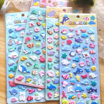 Pegatinas de burbujas estéreo 3D de 4 piezas, pegatinas educativas de animales de dibujos animados para recompensas de jardín de infantes, decoración DIY para niños, niñas y bebés