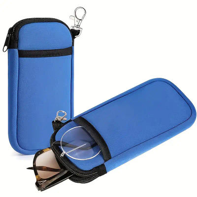 Estuche para gafas suave con cremallera portátil, estuche para gafas de sol con mosquetón, bolsa para gafas con cremallera, bolsa protectora para gafas, 2 estilos