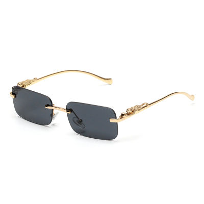 Gafas de sol Ruiao sin montura UV400, gafas cuadradas de metal a la moda para hombre y mujer, gafas de sol de marca de diseñador para exteriores.