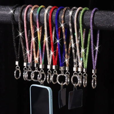 Cordón de teléfono con diamantes de imitación brillantes, correas de muñeca de cristal para teléfono, llavero colgante, cuerda antipérdida, cordón colgante ostentoso