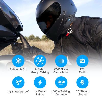 EJEAS 1/2 Uds Q7 motocicleta Bluetooth intercomunicador casco auriculares Walkie Talkie Moto interfono para 7 conductores grupo parlante