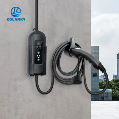 Cargador EV tipo 2 soporte de enchufe soporte de caja de pared con Cable gancho entrelazado accesorios para vehículos eléctricos