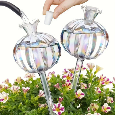 Bombillas de riego automático de plantas de vidrio, gotero de agua con forma de flor, dispositivo ligero para plantas de interior, sistema de riego por goteo