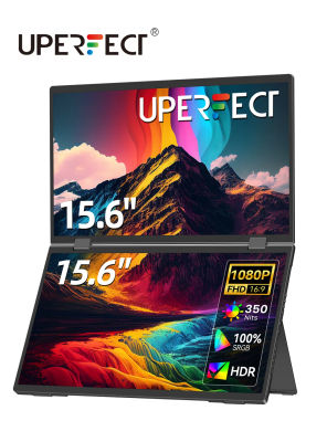 UPERFECT Delta-Monitor plegable de 15,6 pulgadas, pantalla portátil Dual FHD, soporte de ajuste, pantalla de doble apilado para Mac, Windows, portátil y PC