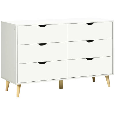 HOMCOM Cómoda con 6 Cajones Cajonera de Armario Mueble Organizador con Cajones para Cocina Dormitorio Salón Estudio Estilo Moderno Antivuelco 120x40x76 cm