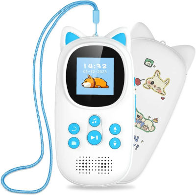 Reproductor de MP3 de música de 32 GB para niños, reproductor de MP3 de música BT 5.0 con forma de dibujos animados lindo con altavoz, compatible con tarjeta TF de hasta 128 GB