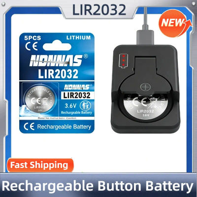 NUEVA Batería de Botón de Litio Recargable LIR2032 de 3.6V con Cargador, Compatible con CR2032 para Llaves de Coche, Relojes, Control Remoto