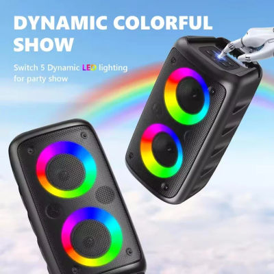 Altavoz Bluetooth inalámbrico portátil para Karaoke, Subwoofer con micrófono, Radio FM, lámpara LED, caja De sonido TWS, máquina De música, Caixa De Som