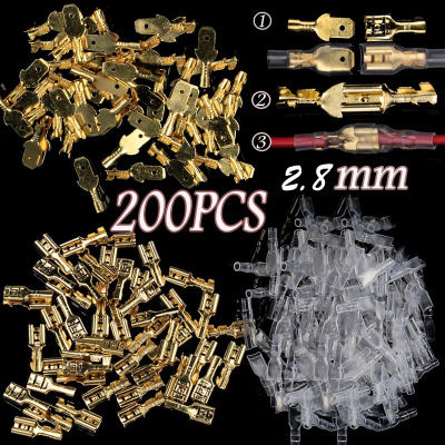 Terminales de crimpado de pala 200, conector macho hembra de prensado en frío, juego de conectores de cable eléctrico para altavoz de coche, 2,8/4,8/6,3mm