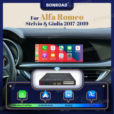 Módulo de Actualización Inalámbrico CarPlay Android Auto BONROAD para Alfa Romeo Stelvio Giulia 2017-2019 con Bluetooth, Mirrorlink y Airplay