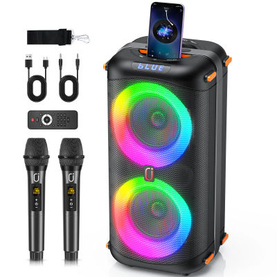 Máquina de Karaoke, Altavoz portátil Bluetooth 5.3Karaoke, Sistema PA para adultos con ajuste de eco/luces LED, compatible con TV/USB/AUX/TF