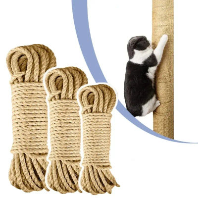 Cuerda de Sisal Natural de 20/50M, rascador de gatos, cuerda para rascar árboles, juguete DIY, garra de pata, Protector de muebles, poste rascador