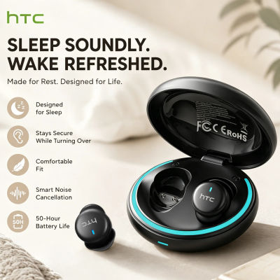 Auriculares HTC NE92 para dormir, auriculares inalámbricos con Bluetooth, cómodos de llevar, 50 horas de reproducción, baja latencia, calidad de sonido clara