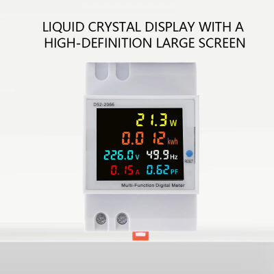 Monitor de Riel DIN 6 en 1, 110V 220V 380V 100A, Medidor de Voltaje, Corriente, Factor de Potencia, Energía Activa KWH y Frecuencia