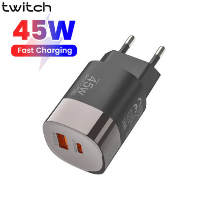 Cargador USB de 45W con carga rápida, 2 puertos USB PD, carga rápida QC 3.0 para iPhone, Samsung, Huawei, Xiaomi, cargador de teléfono USB C