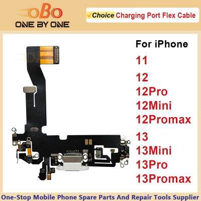 Cable flexible de puerto de carga para iPhone 11 12 13 Pro Max Mini conector de base de cargador USB blanco y negro con reparación de micrófono (1 unidad)