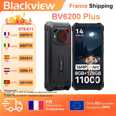 Blackview BV6200 Plus [Sin Cargador UE] 32GB(8+24)+128GB 11000mAh Android 14 Teléfono Móvil Pantalla HD+ 6,56" 16MP NFC