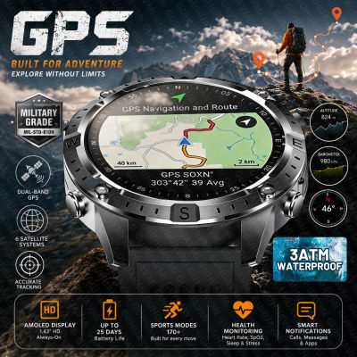 Nuevo reloj inteligente para hombre 2026, con GPS, pantalla AMOLED HD de 1.43 pulgadas, llamadas Bluetooth, brújula, linterna, resistencia al agua 3ATM, smartwatch de fitness, 2G de memoria,