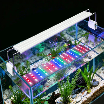 Lámpara LED para Acuario, 3 Colores, Espectro Completo Ajustable, Lámpara para Plantas Acuáticas, con Clip Telescópico para Acuarios de 18-75 cm