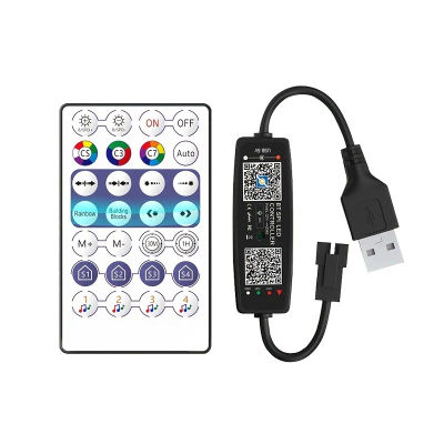 Controlador WS2812B, Control por aplicación de música Bluetooth para tira de luces LED de píxeles SK6812 WS2811 WS2812, cinta de luces, Control remoto USB de 5V