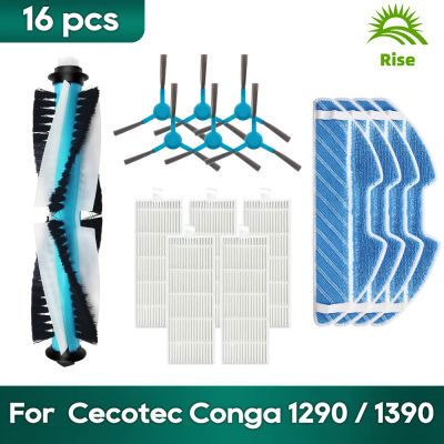 Piezas de repuesto para Robot aspirador Cecotec Conga 1290 / 1390/1590, cepillo de rodillo, trapo, mopa, filtro Hepa