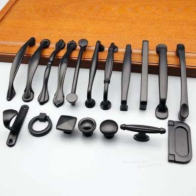 Manija de mesita de noche de aleación de aluminio negro, tiradores de armario minimalistas, herrajes para muebles, manijas para cajones y puertas de armario