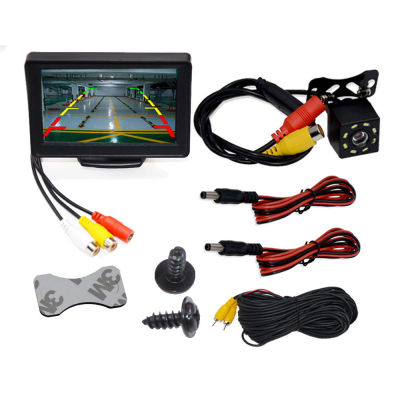 Cámara de visión trasera de coche para estacionamiento, Monitor de pantalla LCD TFT a Color de gran grado de 4,3/5 pulgadas, visión nocturna impermeable, respaldo de marcha atrás
