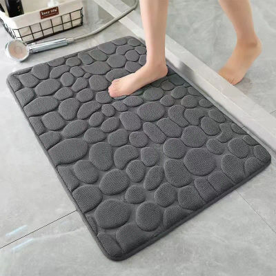 Alfombra antideslizante para baño 3D, almohadilla absorbente con estampado de guijarro, alfombrillas de baño, felpudo, suelo de puerta en relieve de adoquines