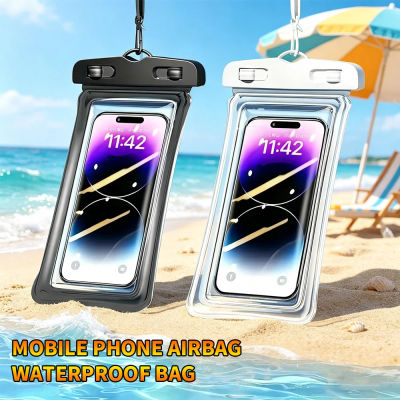 Funda Impermeable Flotante para Teléfono con Airbag, Transparente, con Cordón para Piscina, Playa y Fiestas