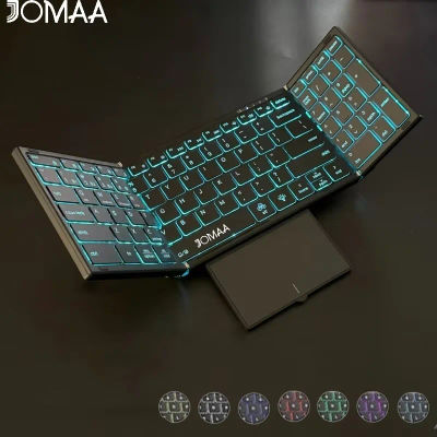 Teclado Plegable Retroiluminado JOMAA con Teclado Numérico, Bluetooth y 2.4G, Panel Táctil Recargable, Compatible con Windows y Mac OS