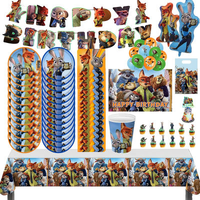 Decoración para Fiesta de Cumpleaños de Zootopia, Globos, Adornos, Bolsas de Regalo para Niños, Tema de Anime de Nick y Judy, Artículos para Fiestas, Baby Shower