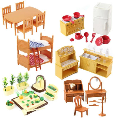 Muebles para casa de muñecas familiar de animales del bosque, juguetes en miniatura, accesorios para muñecas, Kit de casa de muñecas para dormitorio y baño, 1/12