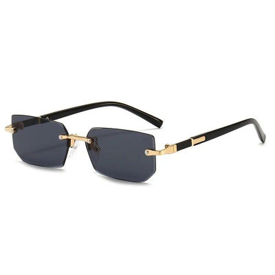 Gafas de sol Retro sin montura para hombre y mujer, lentes de corte sin marco, diseñador de marca, a la moda