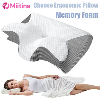 Almohada Cervical de espuma viscoelástica, protección del cuello, almohada de memoria de rebote lento, cuello Cervical en forma de mariposa, cuidado del sueño saludable, 1 ud.