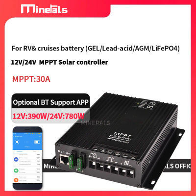 Controlador MPPT de 12V/24V 30A con Bluetooth, Visualización de Datos en Aplicación, Carga Solar Inteligente para Baterías de Plomo-Ácido y Litio