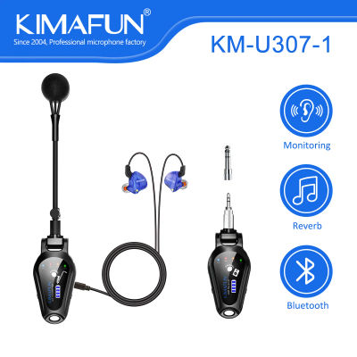 KIMAFUN Micrófono de saxofón inalámbrico UHF con clip, con reverberación y monitoreo Bluetooth para músicos, mezcladores de audio, altavoces, PA