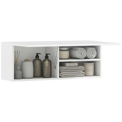 Mueble de pared para baño HOMCOM, unidad de almacenamiento colgante para baño con puerta batiente y tro