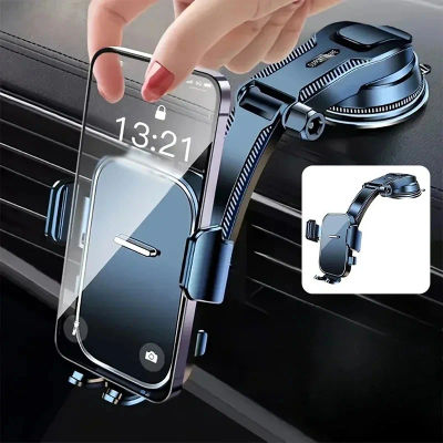 Soporte Universal para Teléfono de Coche, Montaje en el Tablero, 360 Grados ° Soporte de teléfono giratorio por gravedad con barra de extensión y soporte GPS para teléfono