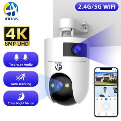 Jooan-cámara de vigilancia WiFi con doble lente, 4K, 8MP, HD, IP para exteriores, seguimiento IA, protección de seguridad, Monitor inteligente inalámbrico para bebé