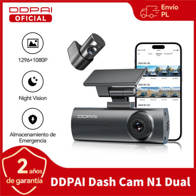DDPAI N1 Dual Dash Cam Cámara de coche con visión nocturna, 1296P UHD F1.8, apertura WiFi, control por aplicación NightVIS, monitor de estacionamiento, compatible con cámara trasera