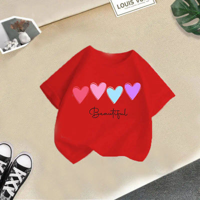 Camiseta dulce de verano para bebés y niños, Top con estampado de amor, ropa para niños, camiseta bonita de manga corta con cuello redondo, ropa para niños
