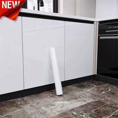 Papel Tapiz Autoadhesivo Blanco Brillante, Impermeable y Resistente al Aceite, Película de PVC para Renovación de Muebles de Cocina