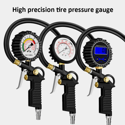 Medidor de presión de neumáticos, medidor de presión de aire de 220psi, Monitor de presión de neumáticos de coche, inflador de neumáticos con manguera Flexible para coche, camión y motocicleta