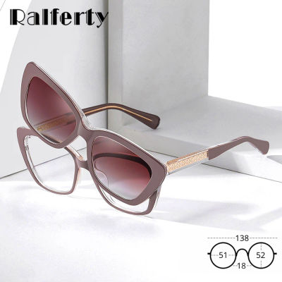 Ralferty 2025 Cateye gafas de sol magnéticas con Clip para mujer, diseño 2 en 1 para exteriores, protección UV, lentes polarizadas, montura óptica