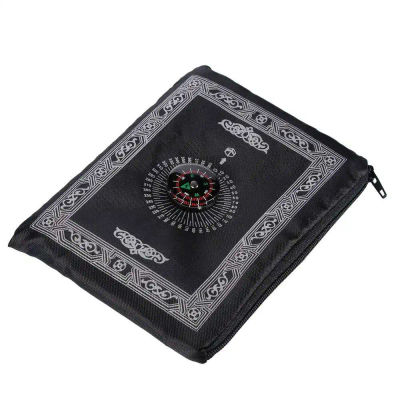 Alfombra de oración trenzada de poliéster, tapete portátil con estampado simple con brújula en bolsa, manta de viaje para el hogar, nuevo estilo, 100x60cm